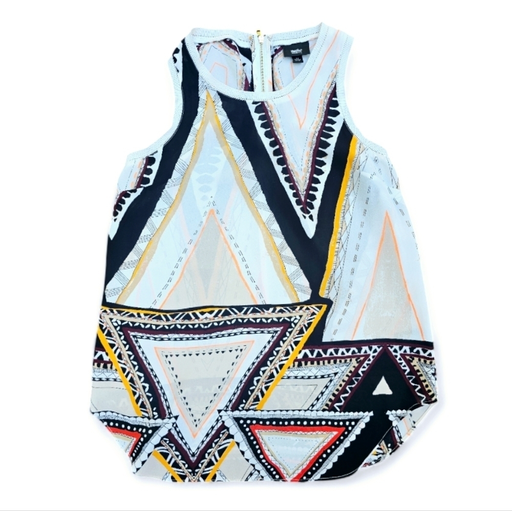 Massimo Southwestern Geometric Festival Top With Zipper On The Back ,Size S/P